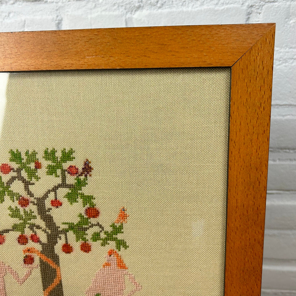 Adam & Eve - Christian Embroidery - Cottonwork - Framed