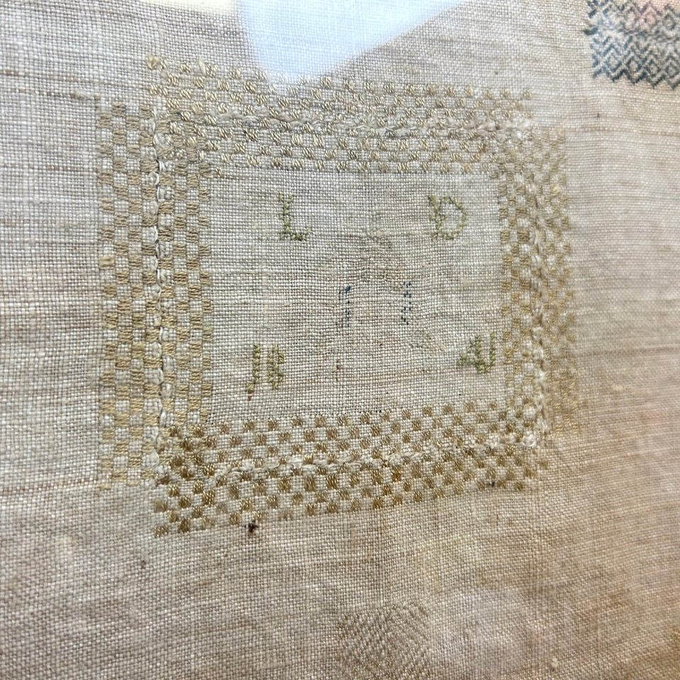 1841 Antique Sampler - Embroidery - Cottonwork - Antique Patchwork