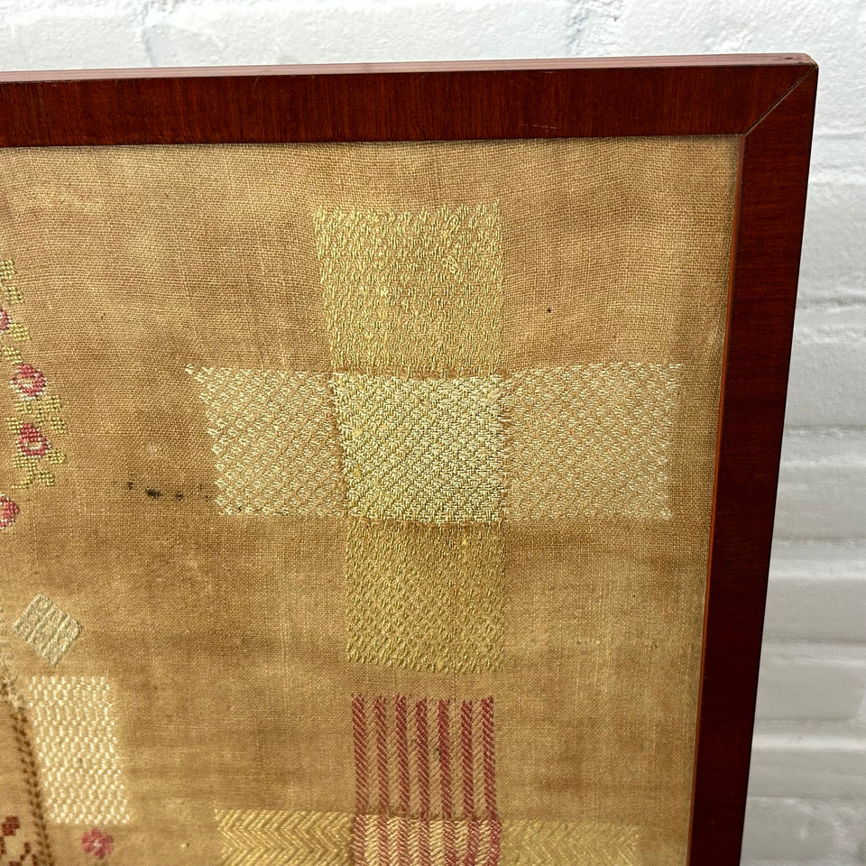 1854 Antique Patchwork Sampler - Embroidery - Tapestry - Cottonwork - Antique Patchwork