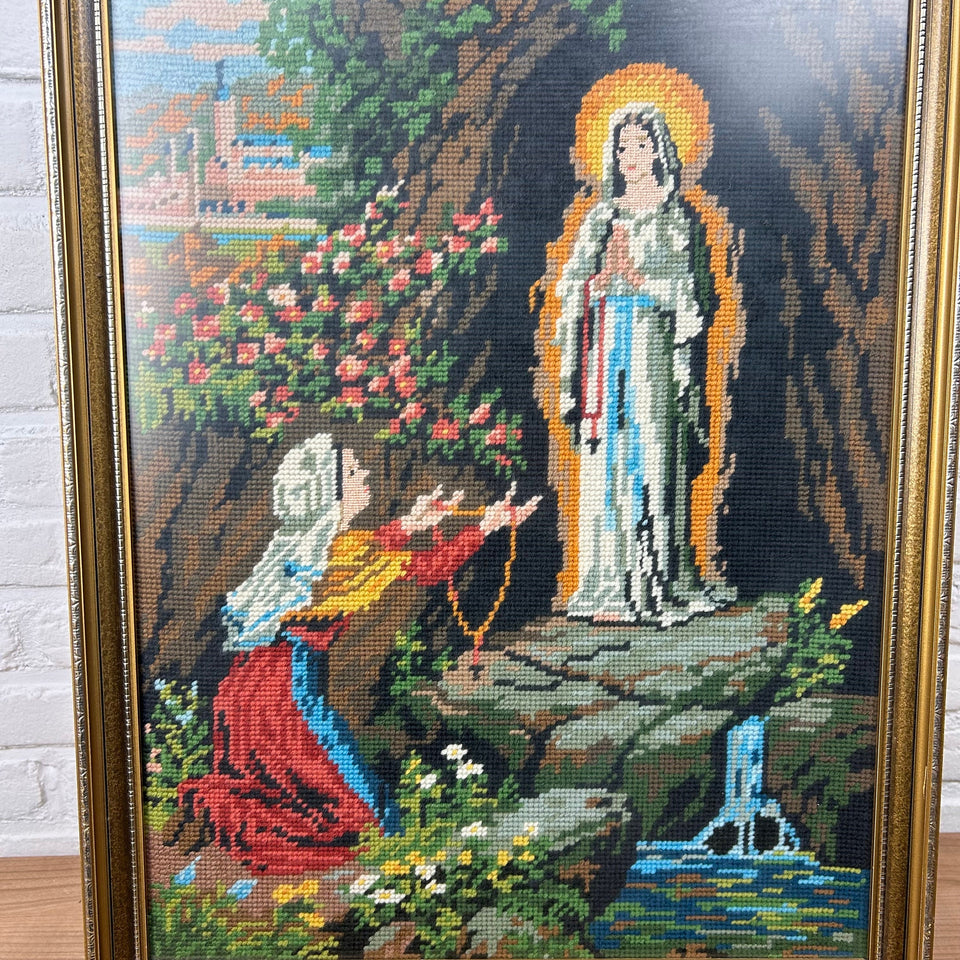 Holy Maria - Christian Embroidery - Cottonwork - Framed
