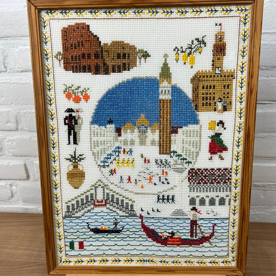 Venice Italy - Embroidery - Cottonwork - Framed