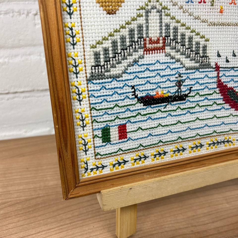 Venice Italy - Embroidery - Cottonwork - Framed