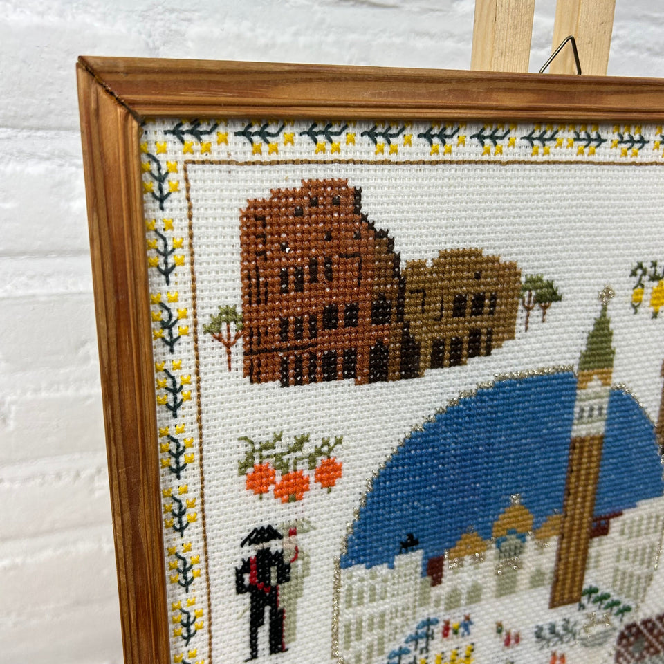 Venice Italy - Embroidery - Cottonwork - Framed