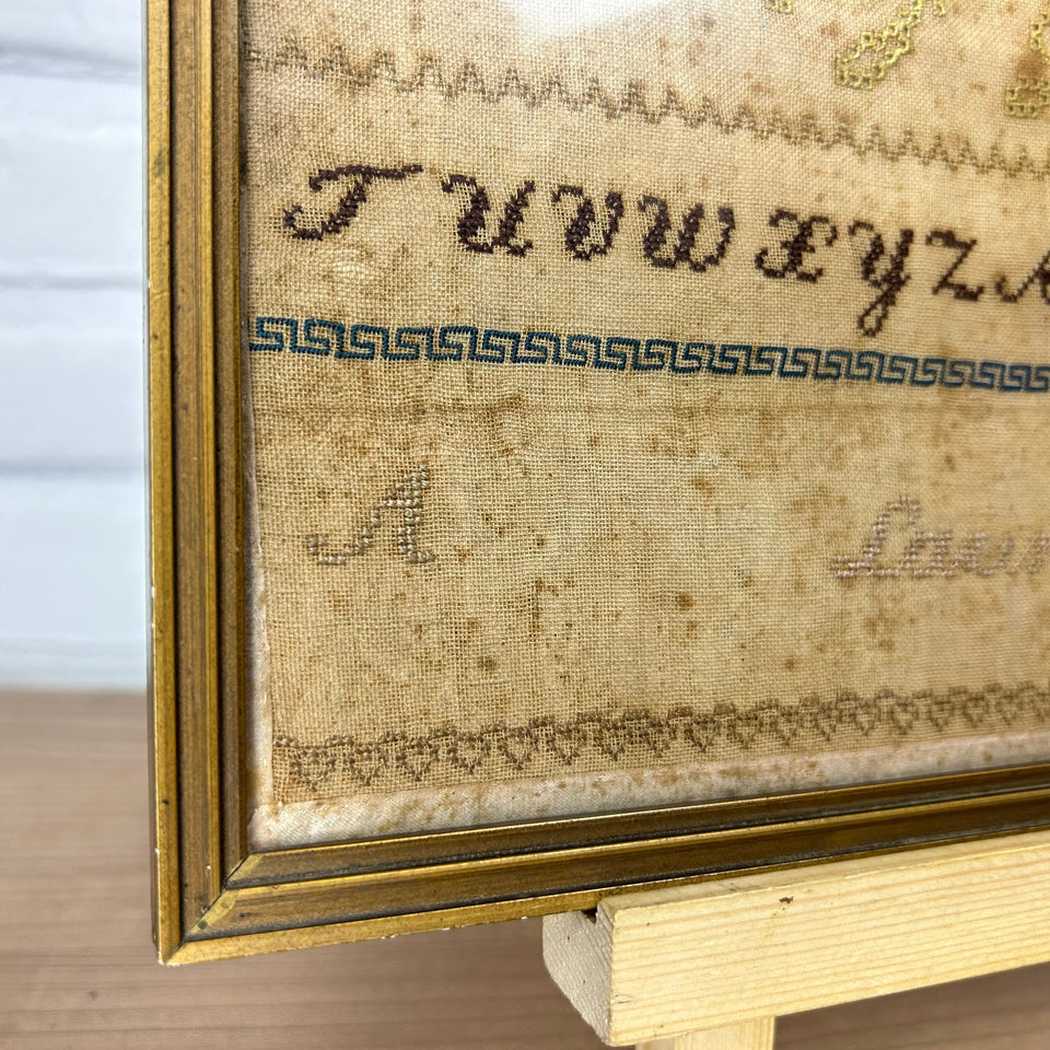 Antique Sampler 1851 - Embroidery - Cottonwork - Framed