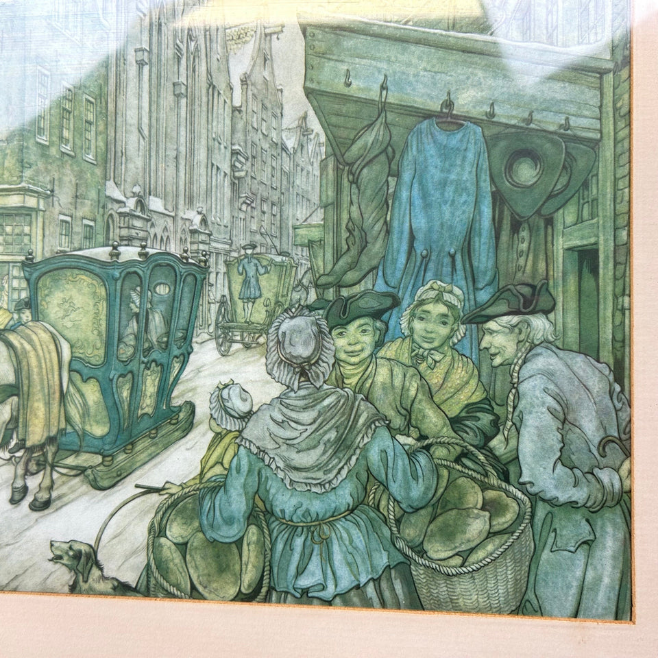 Large Anton Pieck Print - City Street scene