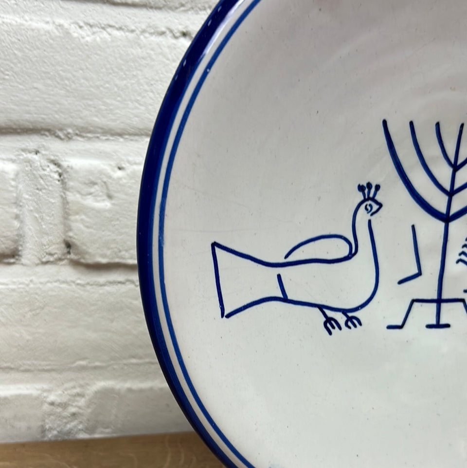 Vintage Blue - White - Israel Peace memorial plate