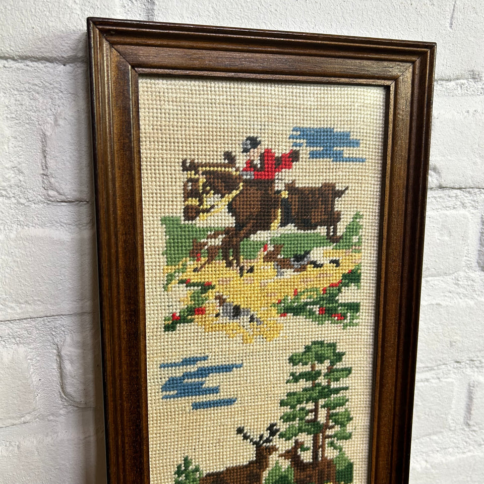 Hunting Scenes with horses - Vertical - Tapestry - Embroidery - Cottonwork