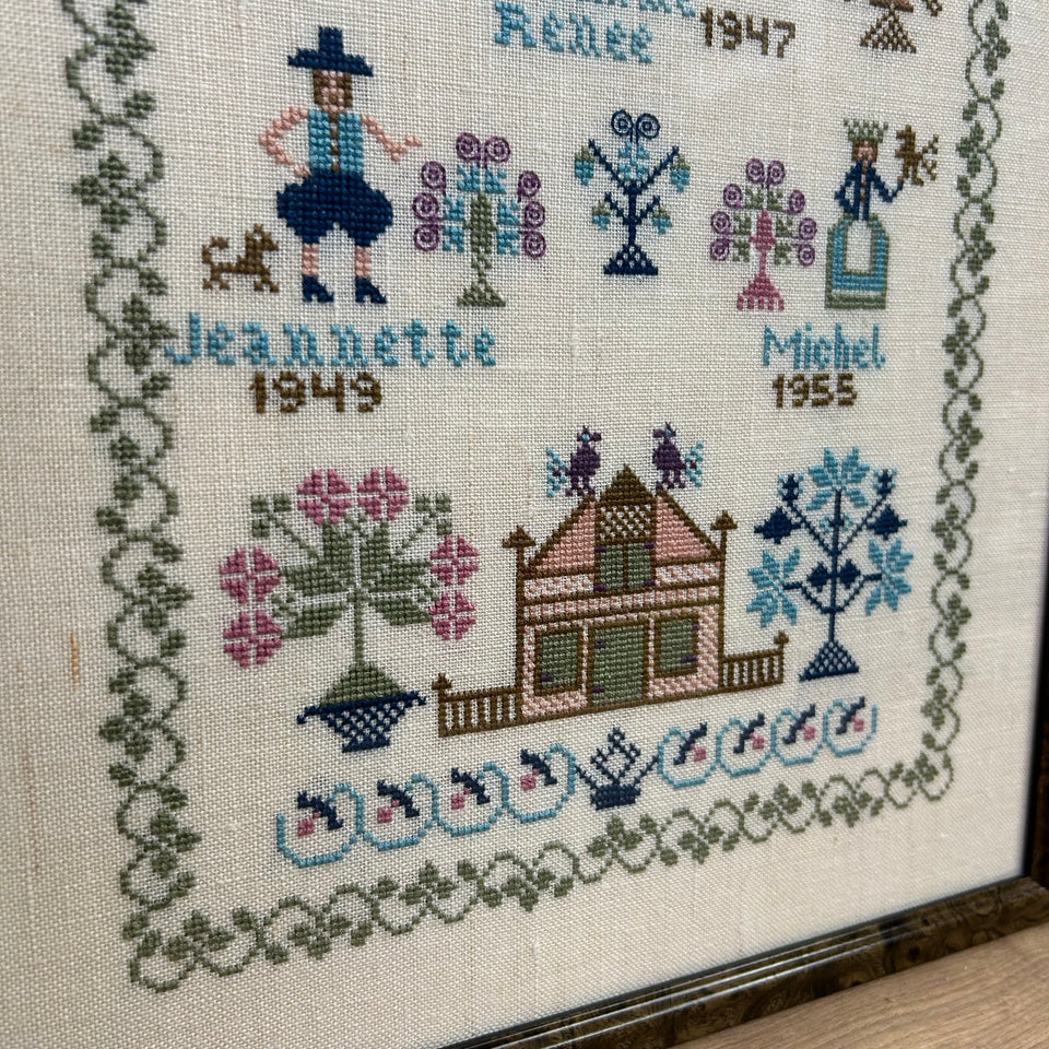 Vintage Dutch Sampler  - Tapestry - Embroidery - Cottonwork