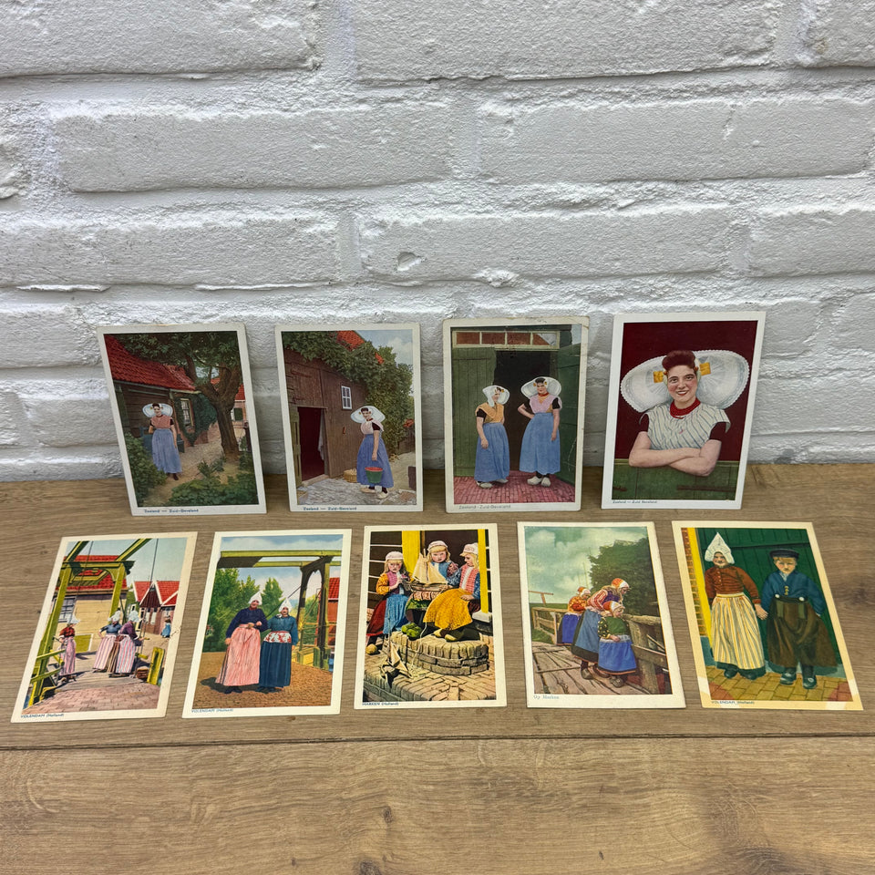 Set of 9 Antique Dutch Historical Costumes - High Quality Print cards – Holland Traditional Costume Embroidery Illustrations