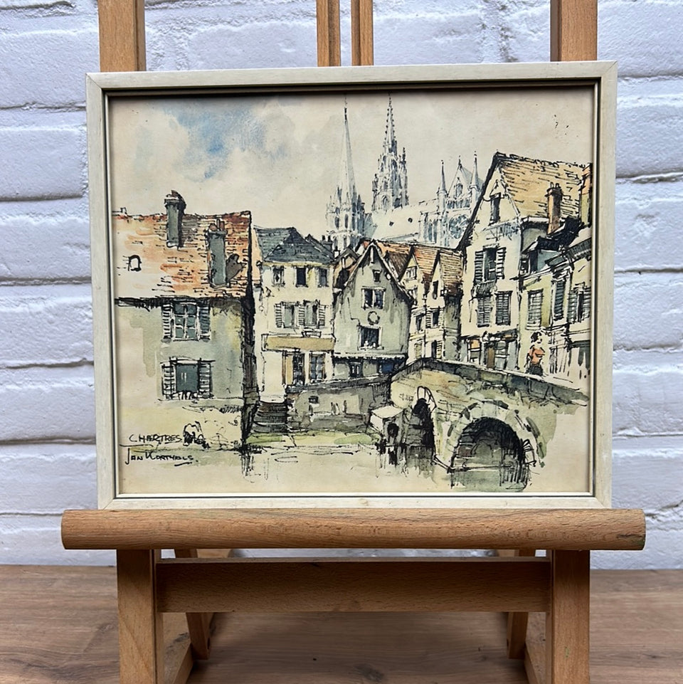 Chartres by Jan Korthals Print of watercolor painting