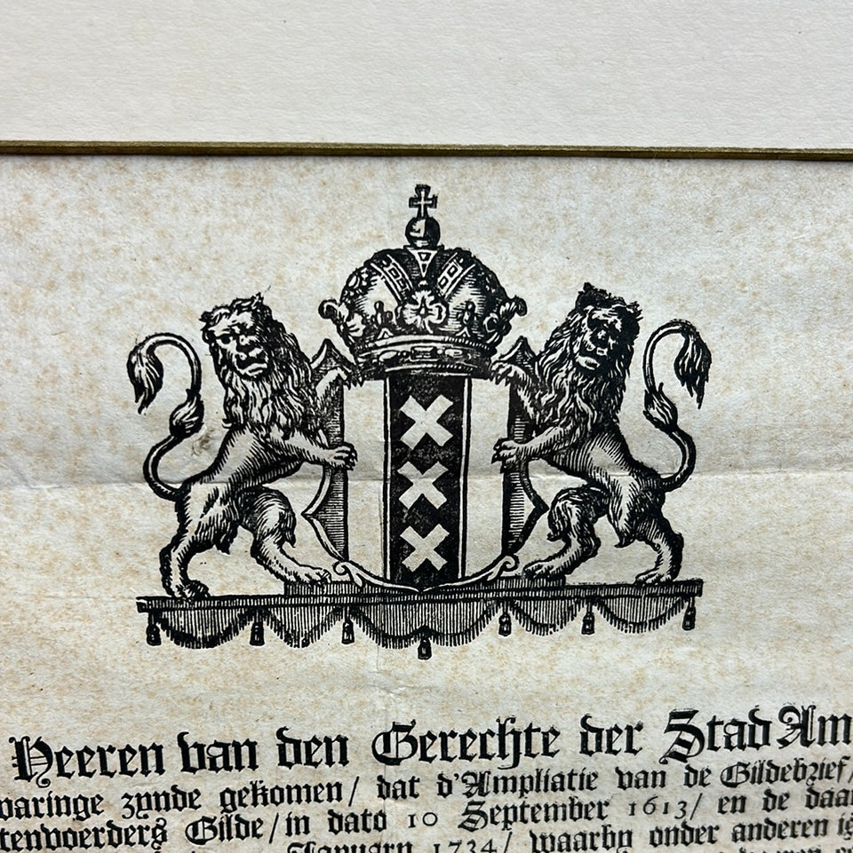 Antique 1775 - Announcement Amsterdam - 18th century