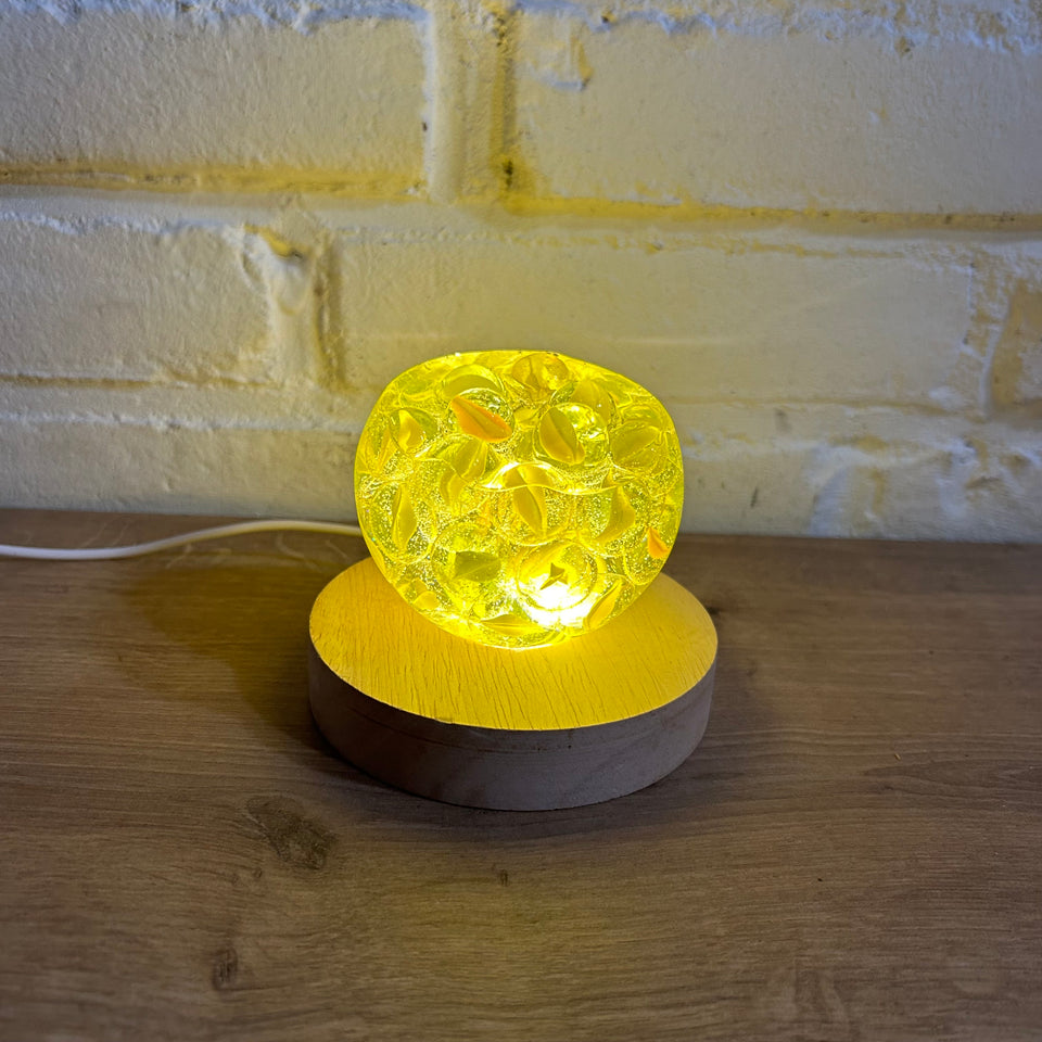 Yellow Cats Eye Marbles Resin lamp