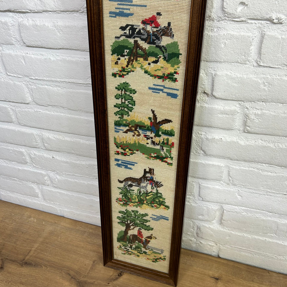 Hunting Scenes with horses - Vertical - Tapestry - Embroidery - Cottonwork