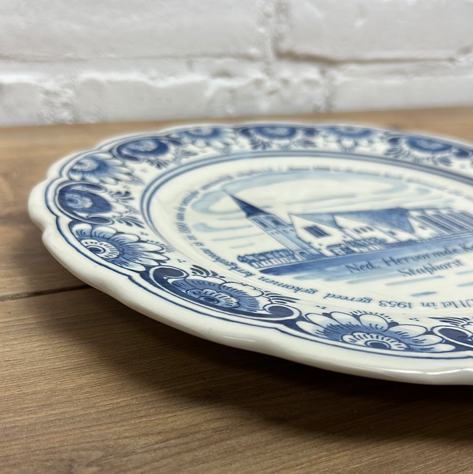 Vintage Dutch Delfts Blue plate Church Staphorst