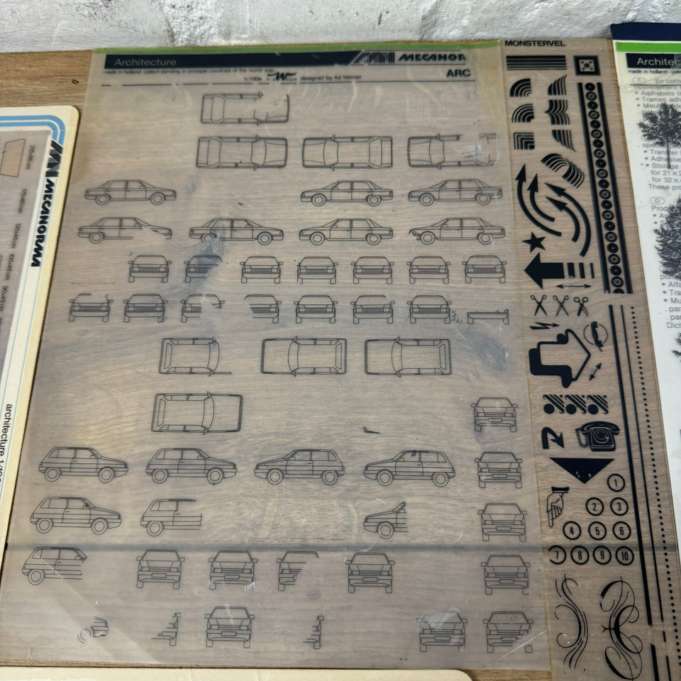 Set of multiple type Architect Mecanorma transfer sheets