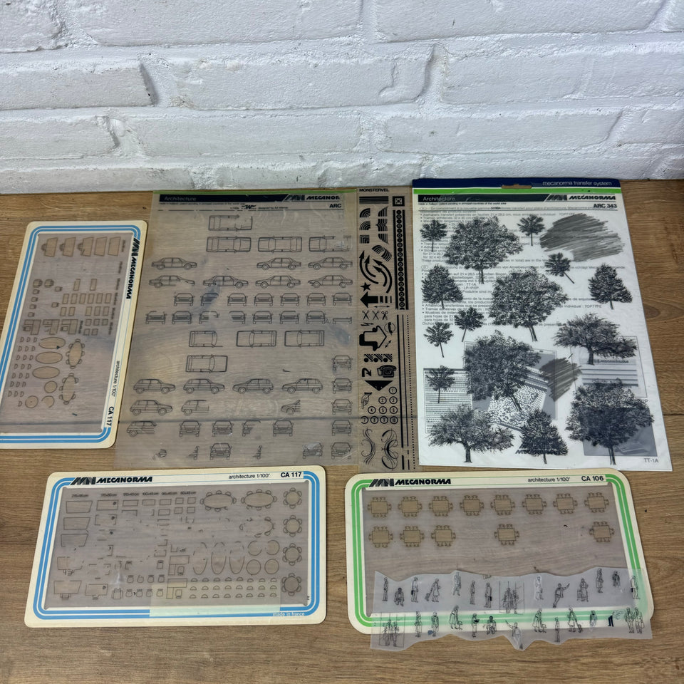 Set of multiple type Architect Mecanorma transfer sheets