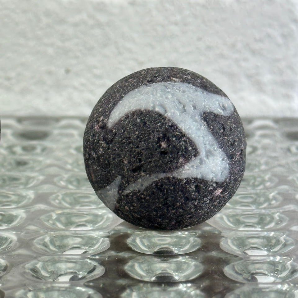 Black and White Large Sea Glass marbles set of 3 seaglass marbles - large 2 inch marble