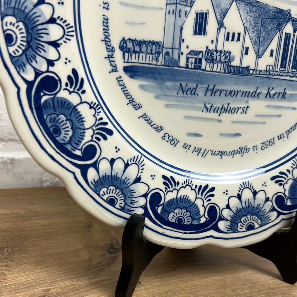Vintage Dutch Delfts Blue plate Church Staphorst