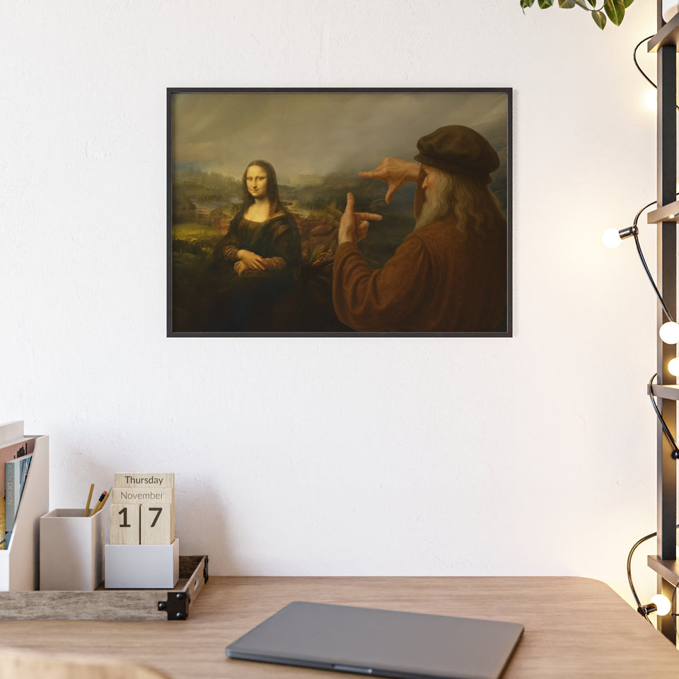 "Da Vinci's Mona Lisa Moment" - Classic Art Print with Wooden Frame