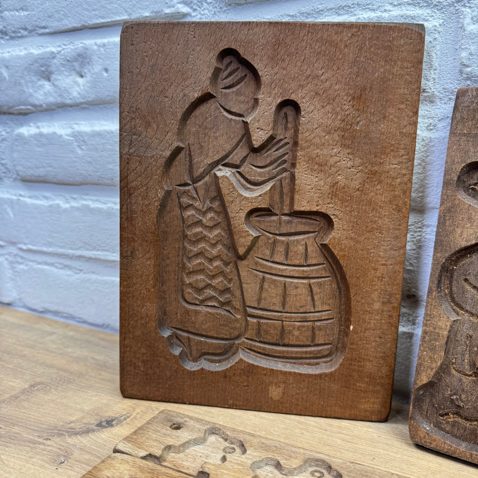 Antique large set of 10 antique wooden cookie baking mold