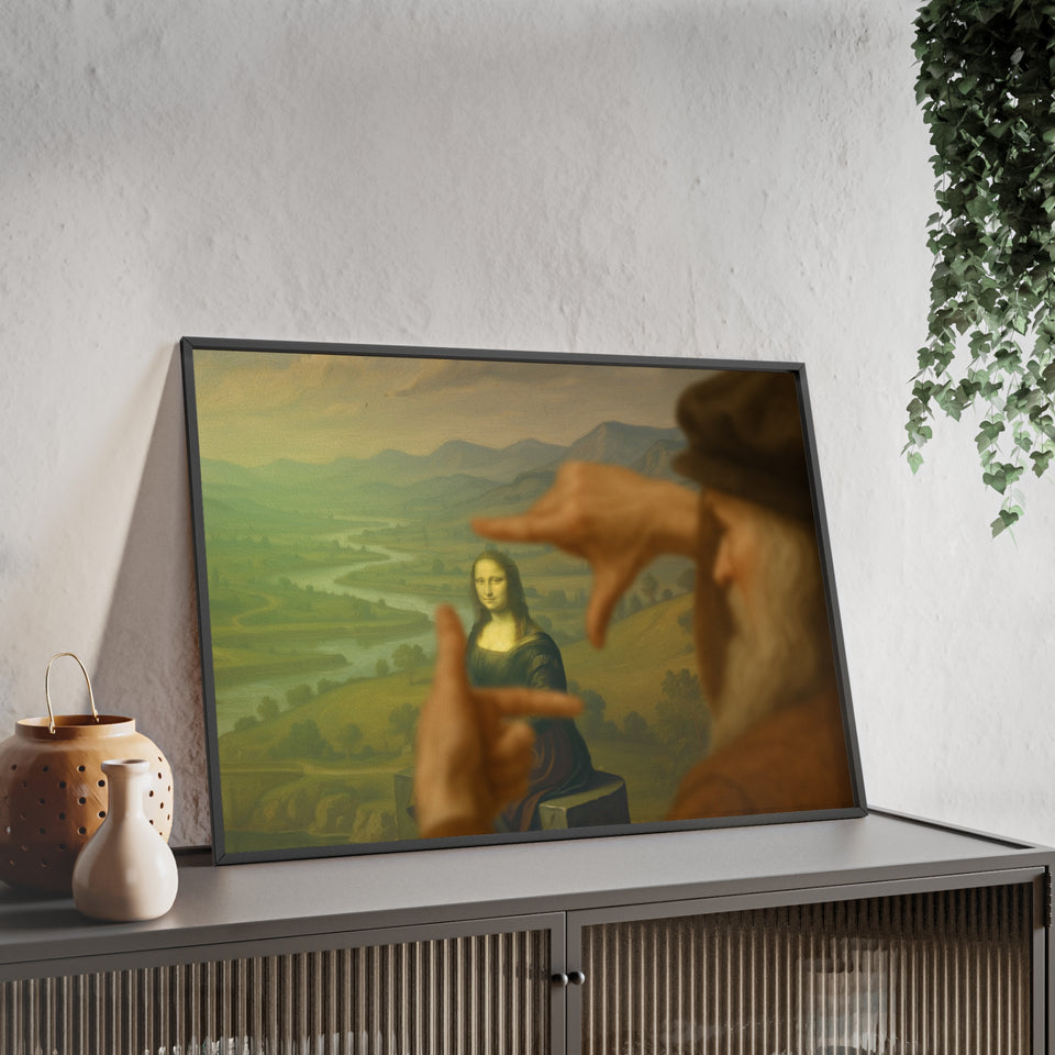 "Mona Lisa - Framed by da Vinci"— Classic Art Print with Wooden Frame