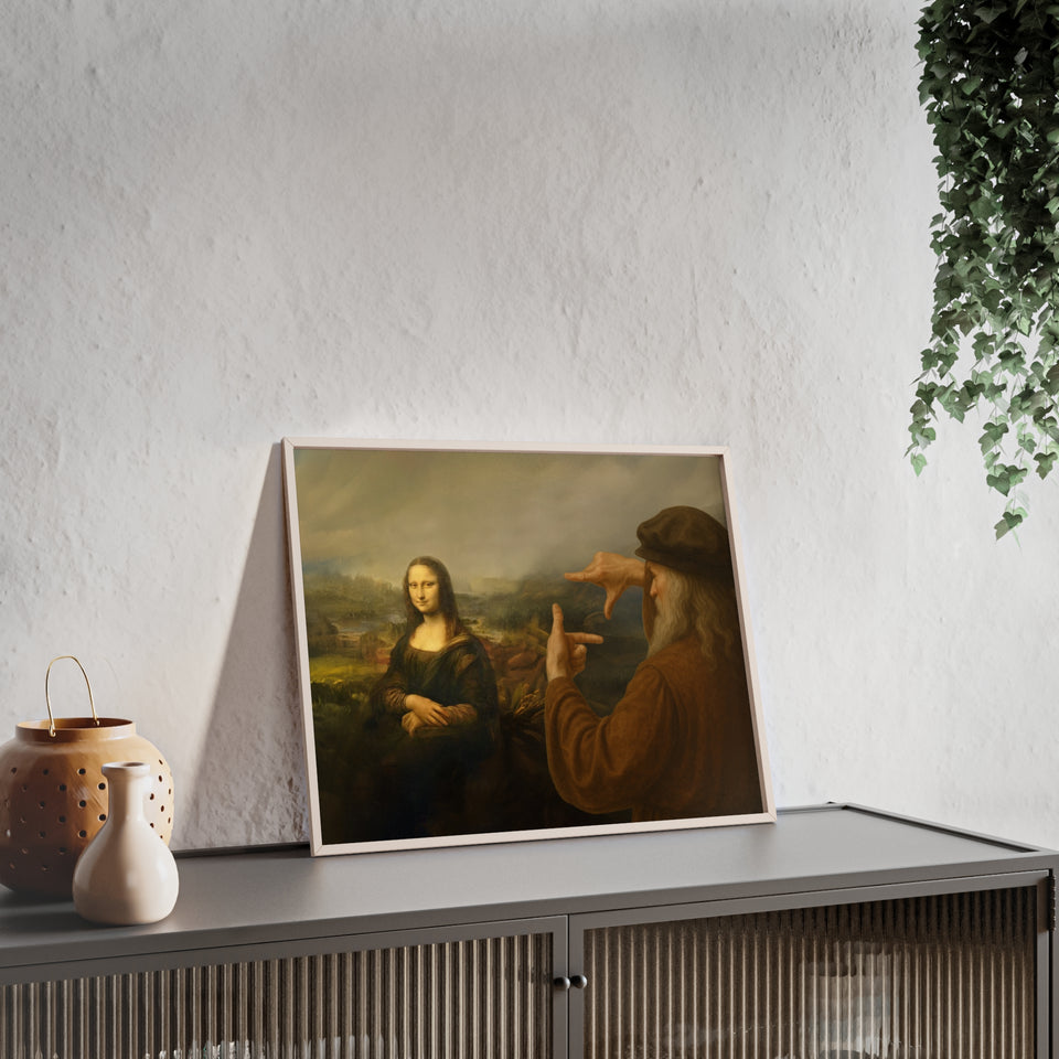 "Da Vinci's Mona Lisa Moment" - Classic Art Print with Wooden Frame