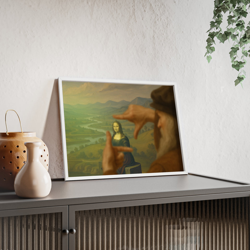 "Mona Lisa - Framed by da Vinci"— Classic Art Print with Wooden Frame