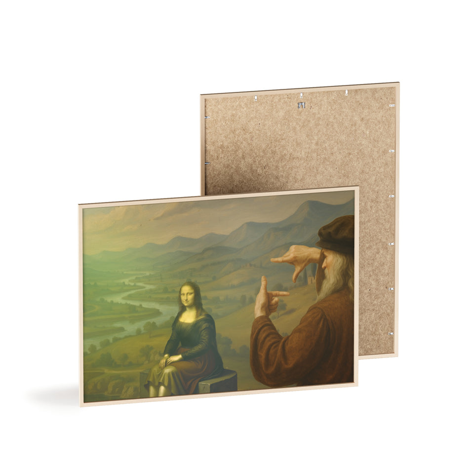 "The discovery of the Mona Lisa by da Vinci"— Classic Art Print with Wooden Frame