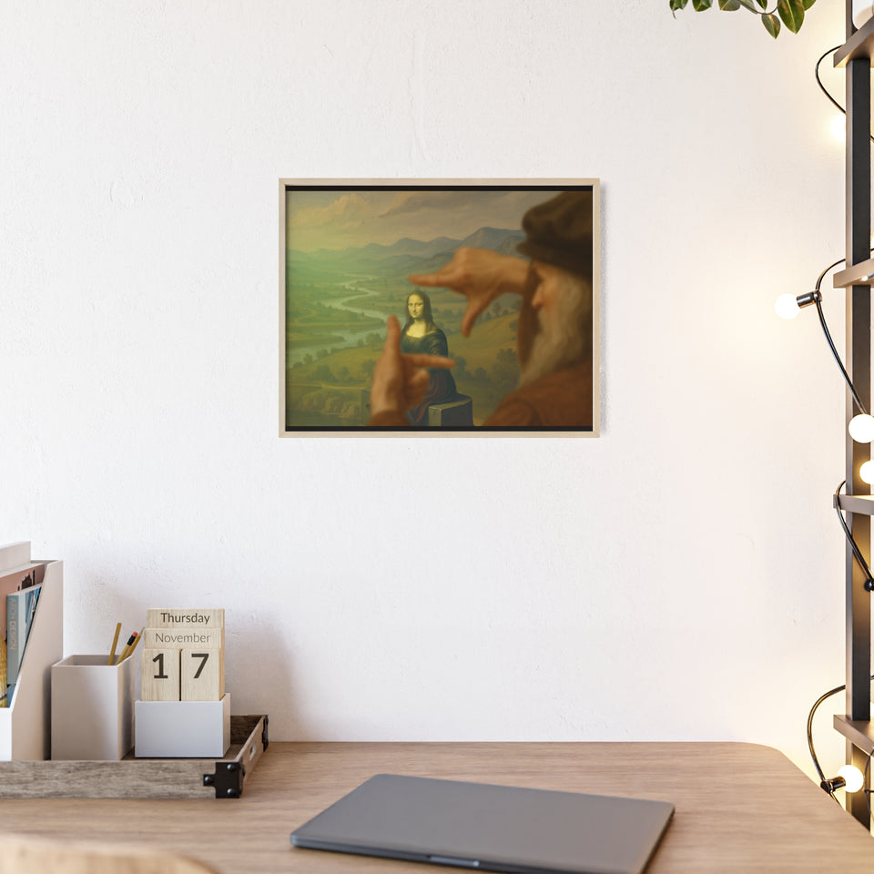 "Mona Lisa - Framed by da Vinci"— Classic Art Print with Wooden Frame