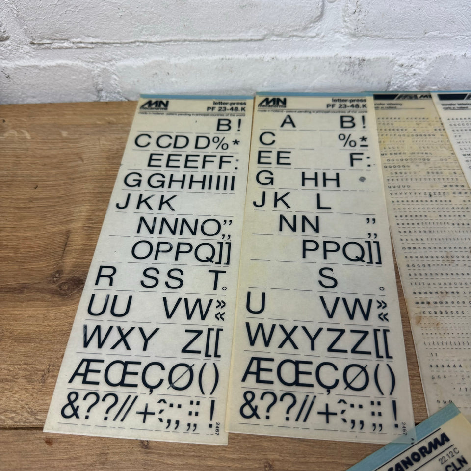 Mecanorma set of used transfer sheets