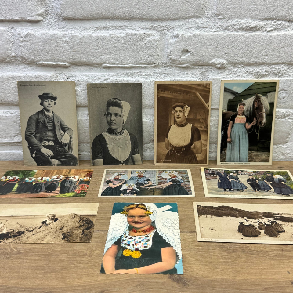 Collection of Antique Dutch Folklore Costume photocards - High Quality Photo paper a.o. – Holland Traditional Culture Costume Embroideries