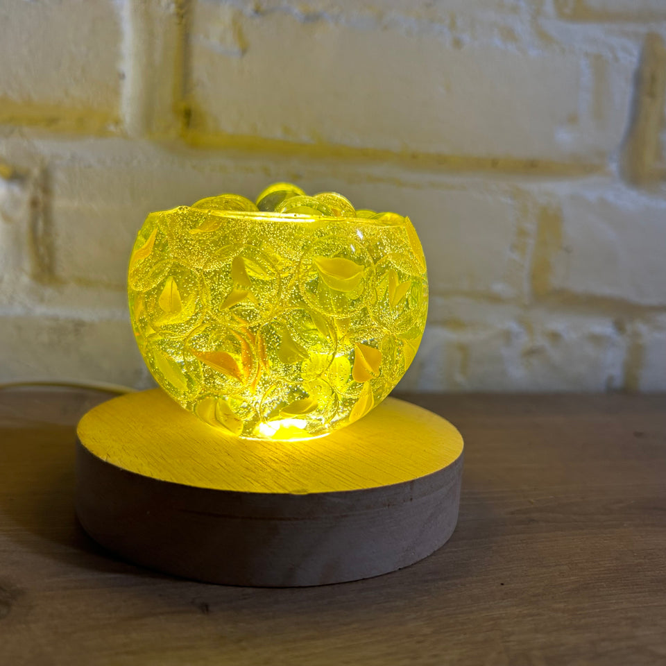 Yellow Cats Eye Marbles Resin lamp