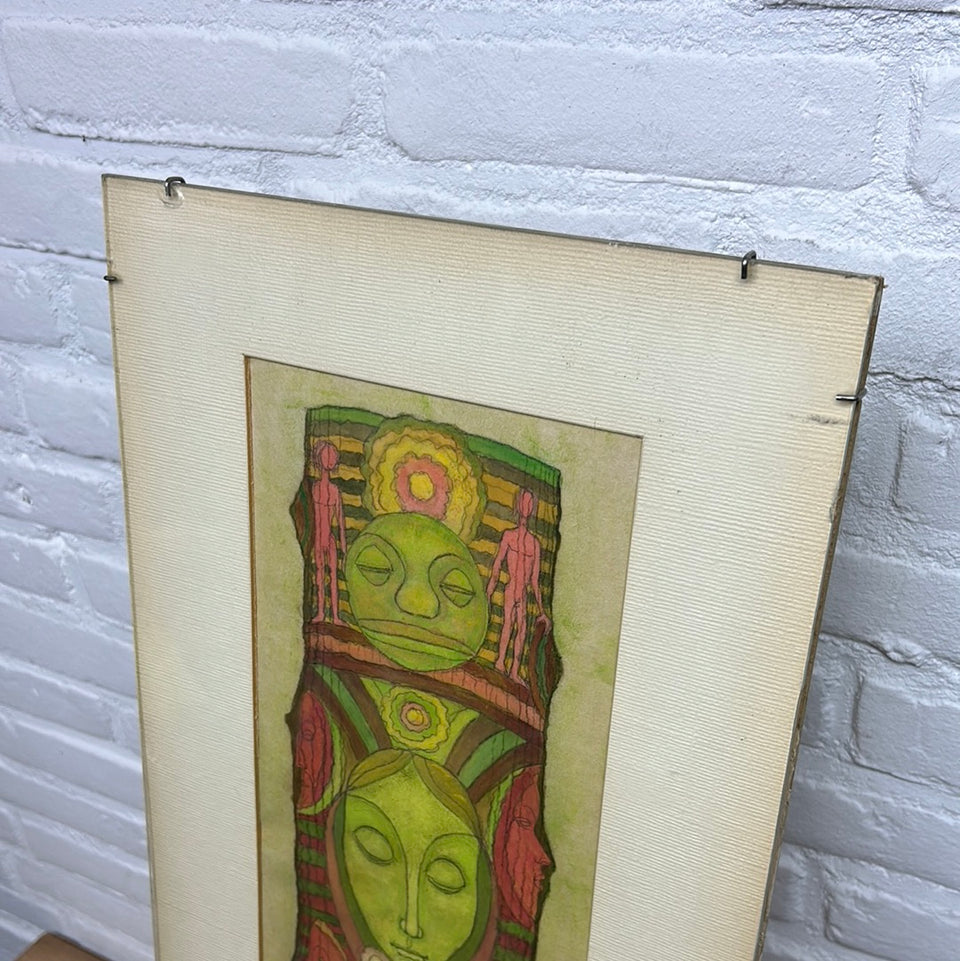 Fie de Ferrante - Large vertical Tiki Totem style artwork 1976