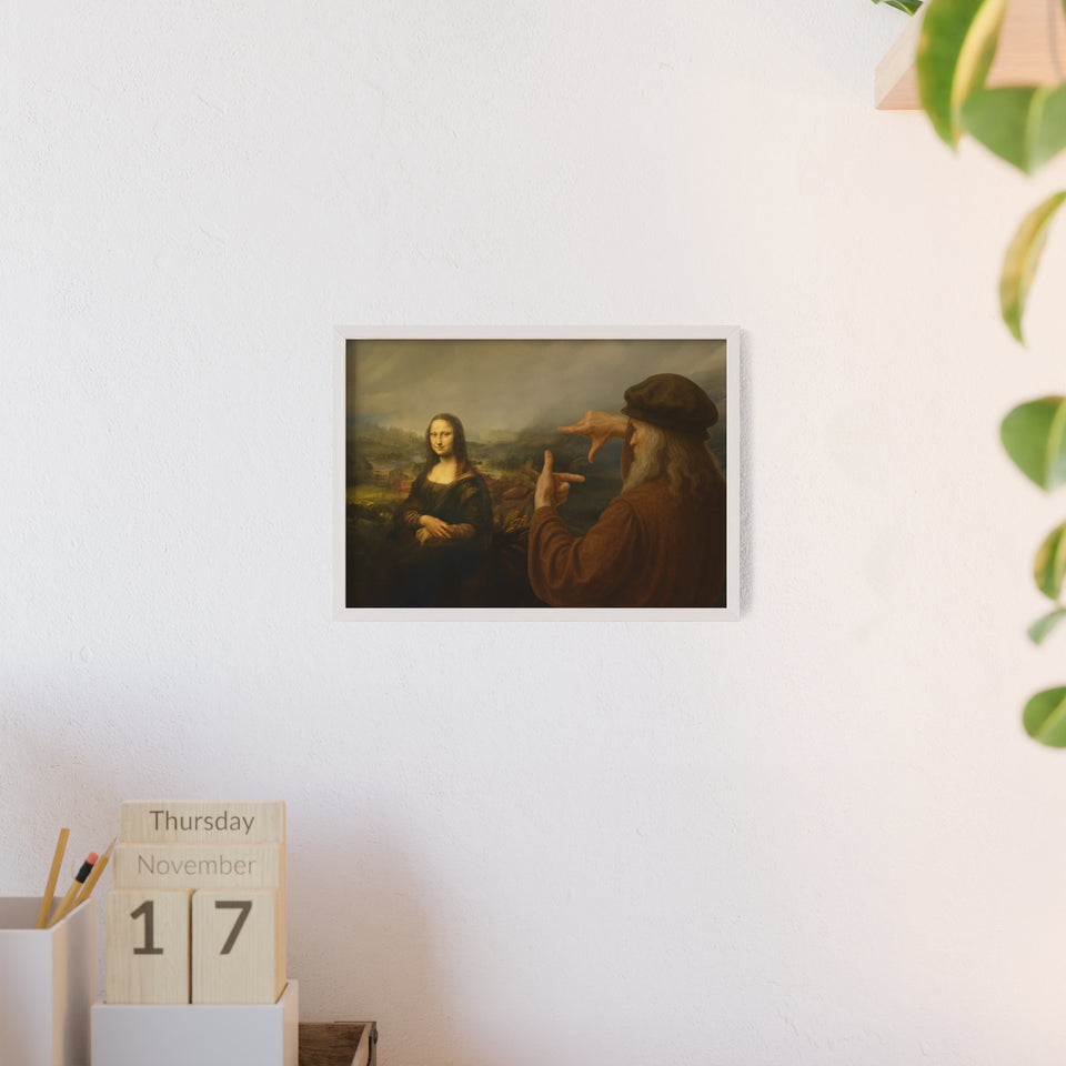 "Da Vinci's Mona Lisa Moment" - Classic Art Print with Wooden Frame