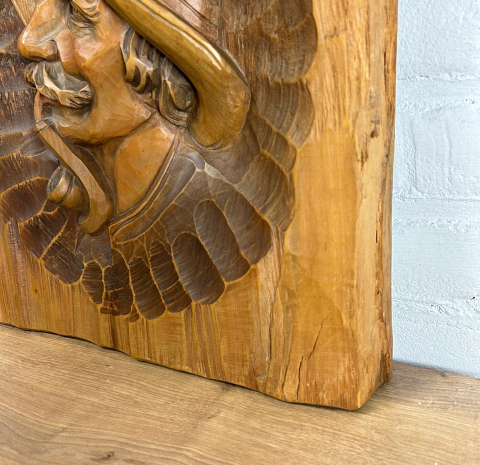 Mid 20th Century Hand Carved Tirol Wood Sculpture portrait