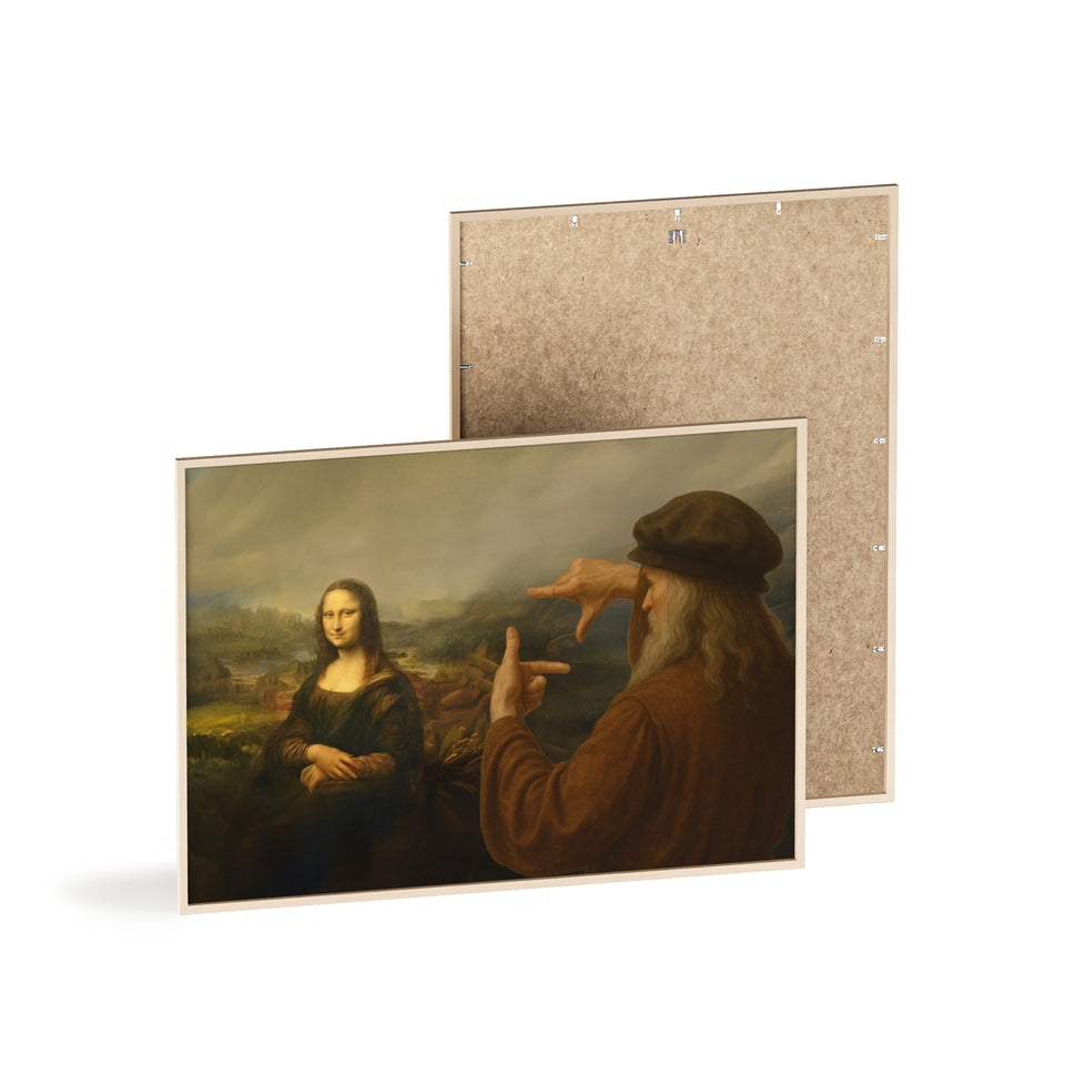 "Da Vinci's Mona Lisa Moment" - Classic Art Print with Wooden Frame