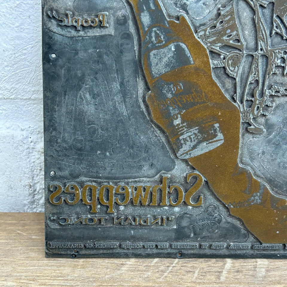 Unique original Copper Schweppes Print Advertisement plate “For refined people”