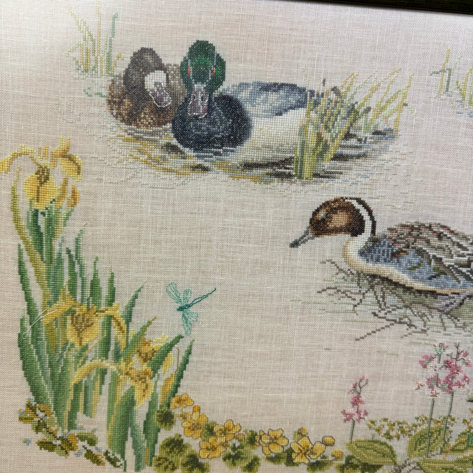 Group of Ducks in the river Embroidery - Tapestry