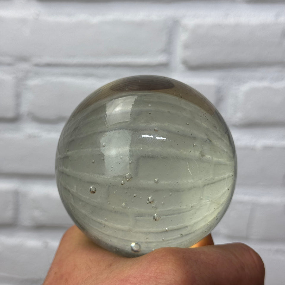 Very large 8CM 3,15 inch handmade marble sphere with bubbles