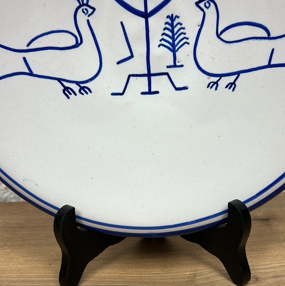 Vintage Blue - White - Israel Peace memorial plate