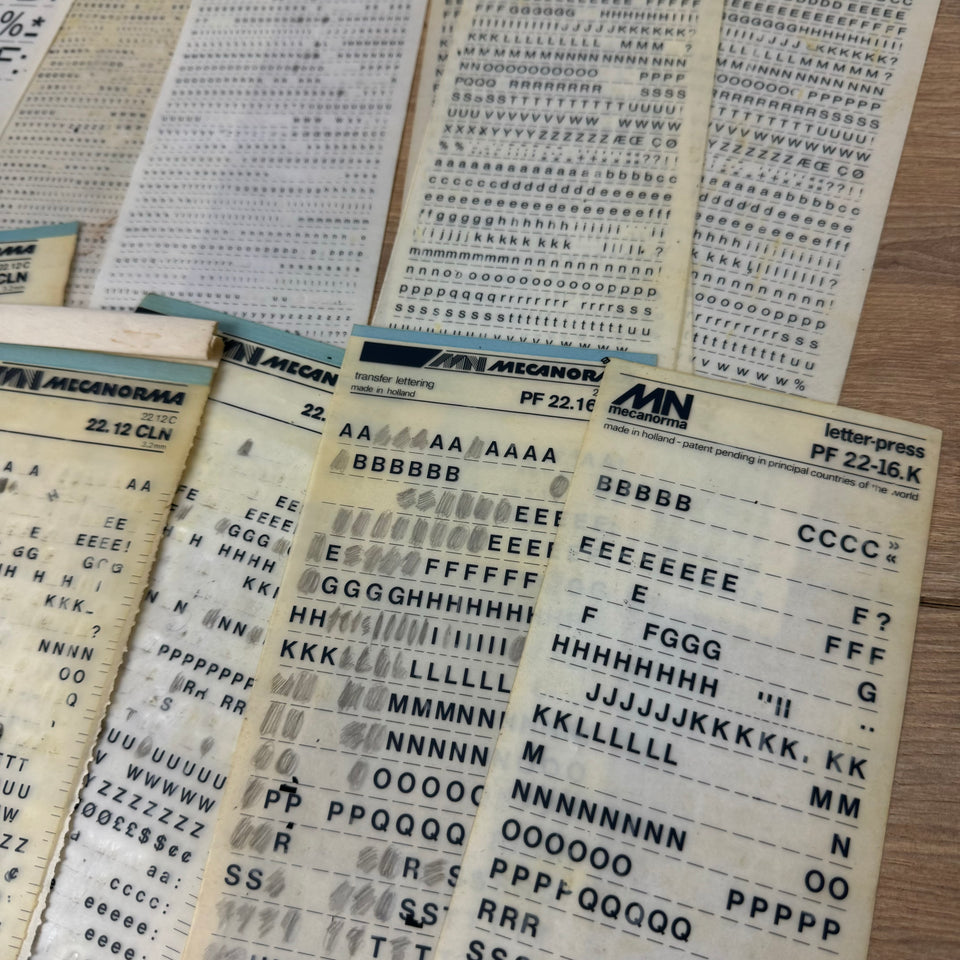 Mecanorma set of used transfer sheets