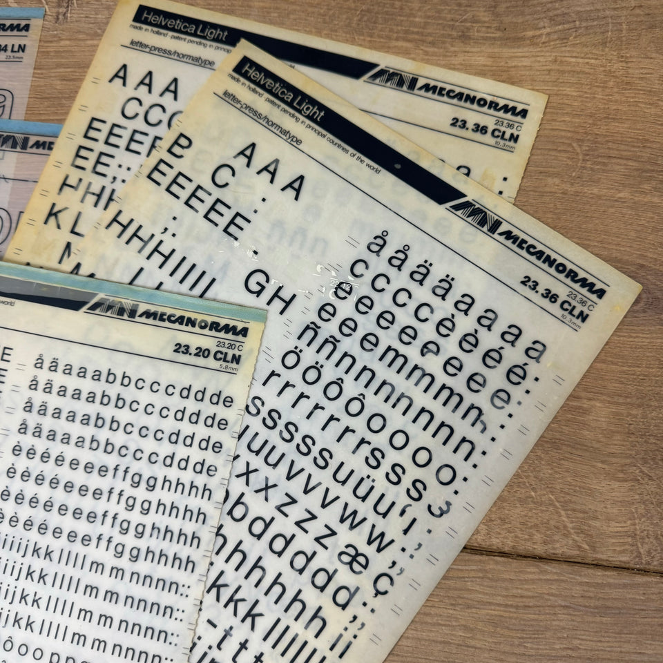 Mecanorma Helvetica mixed used transfer sheets