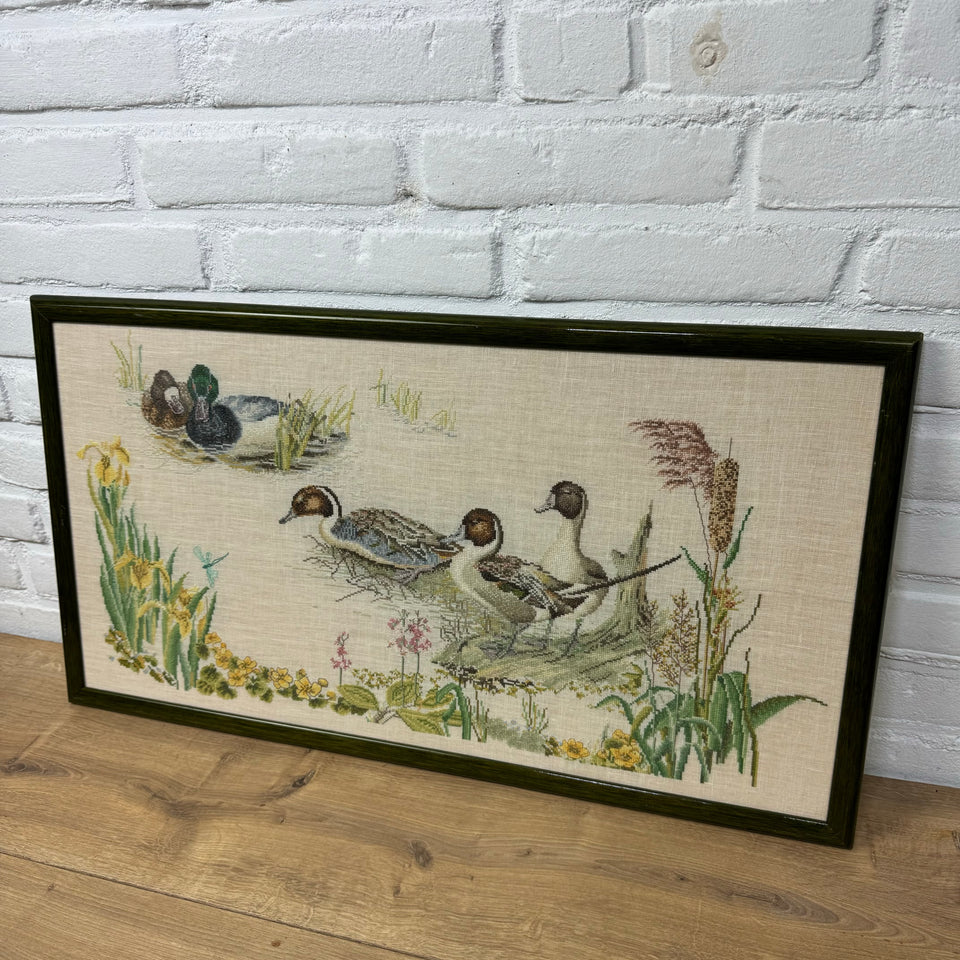 Group of Ducks in the river Embroidery - Tapestry