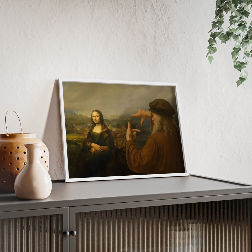 "Da Vinci's Mona Lisa Moment" - Classic Art Print with Wooden Frame