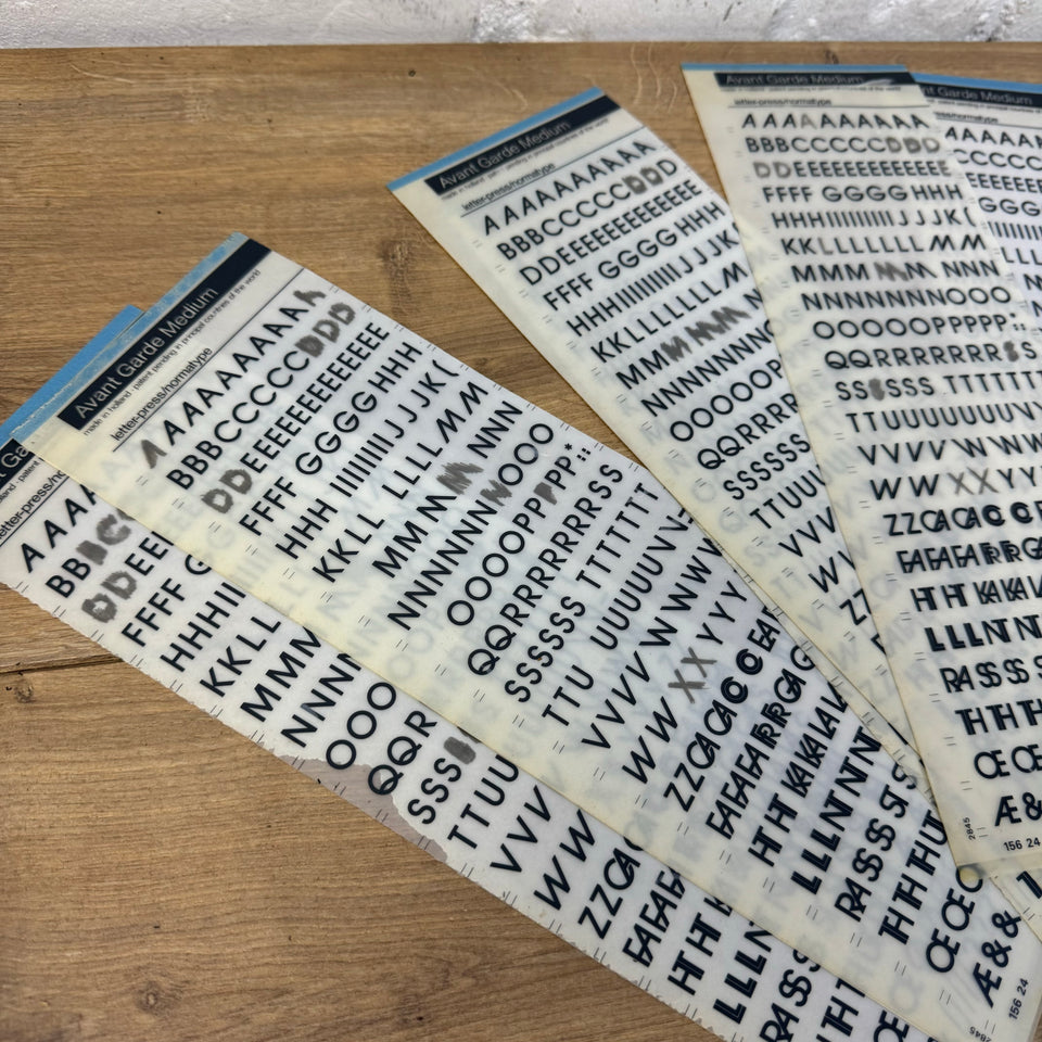 Mecanorma Avant Garde font mixed used transfer sheets