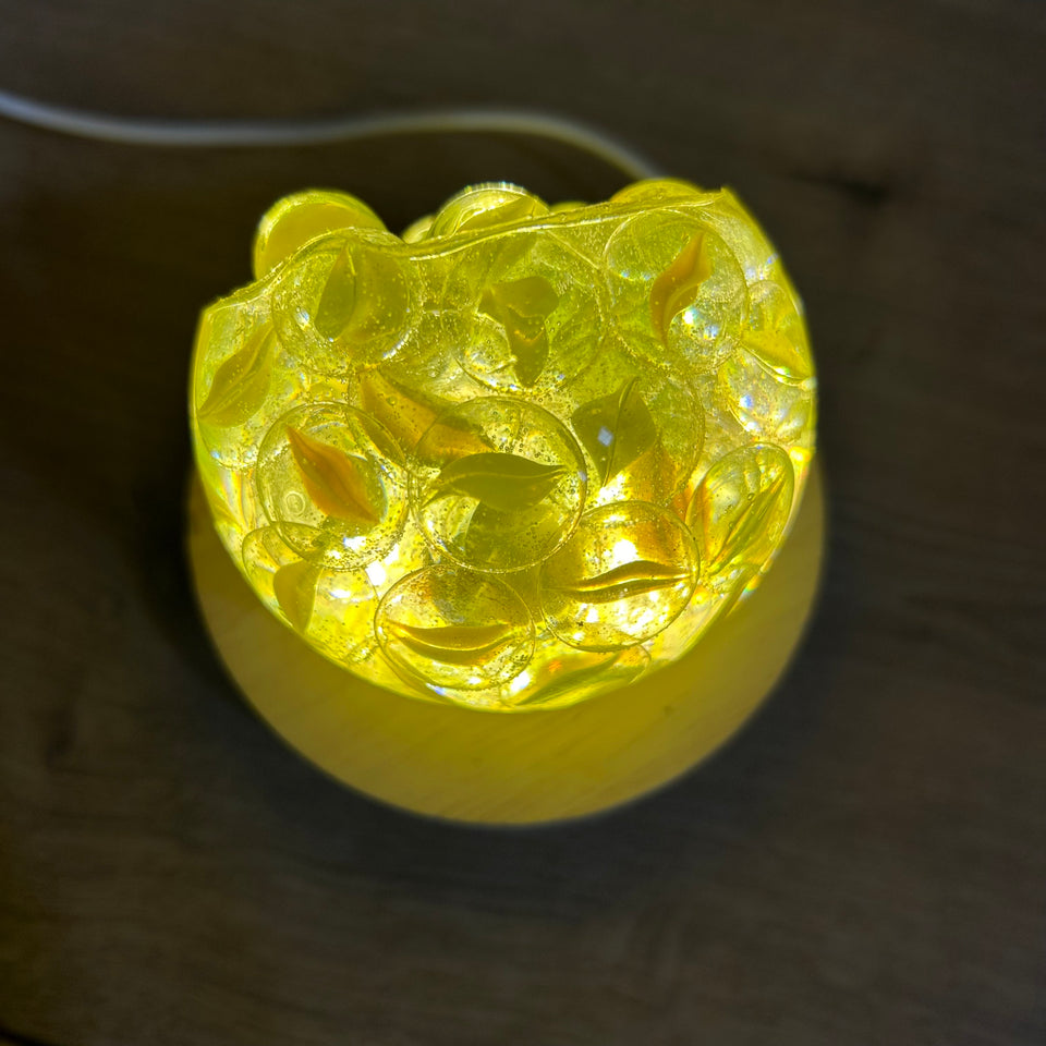 Yellow Cats Eye Marbles Resin lamp