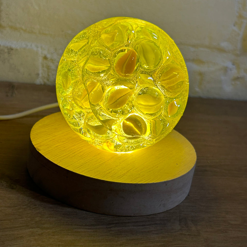 Yellow Cats Eye Marbles Resin lamp