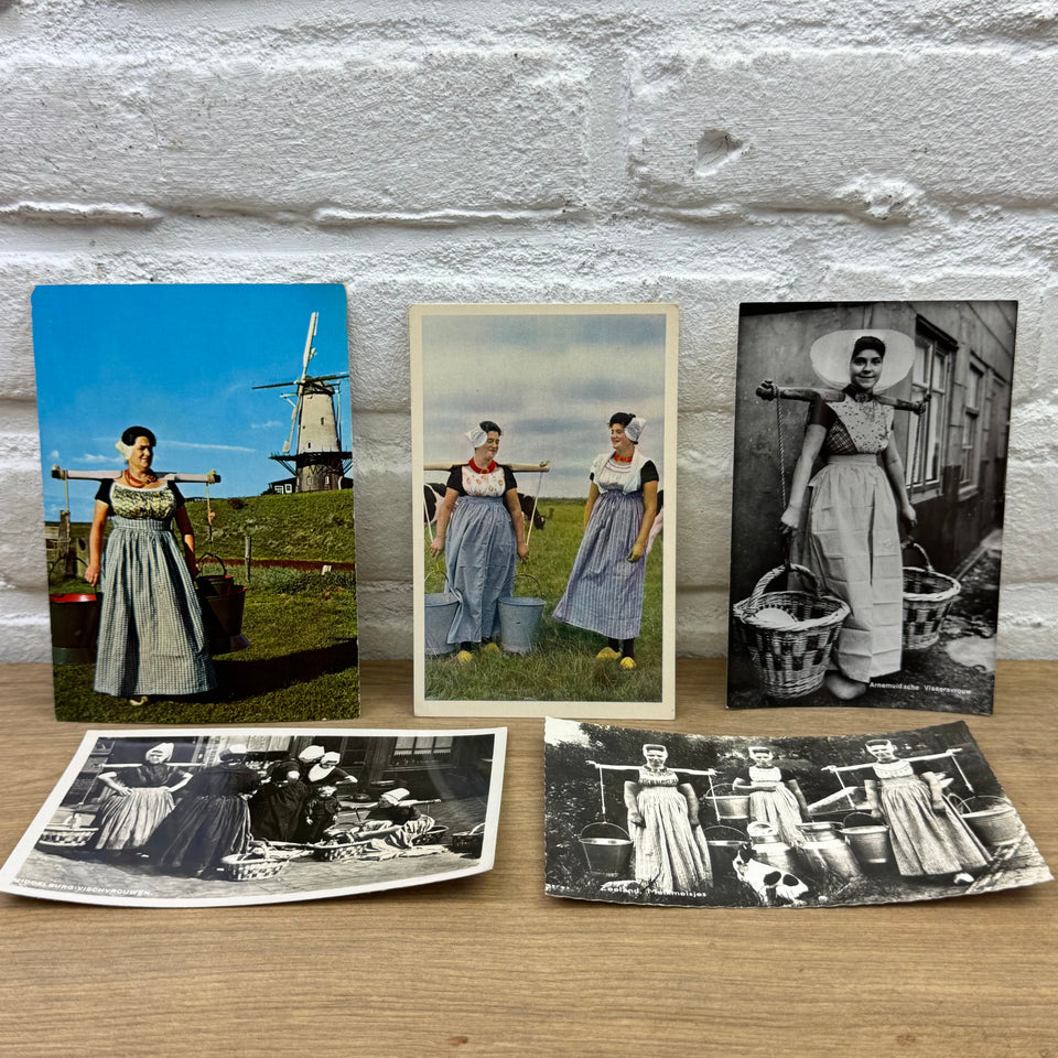 Antique Dutch Milkmaid theme postcards collection of Milk maids in Dutch Folklore Costume photo cards – Holland’s Traditional Culture Costumes