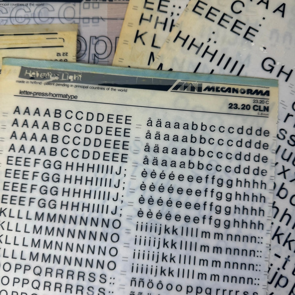 Mecanorma Helvetica mixed used transfer sheets