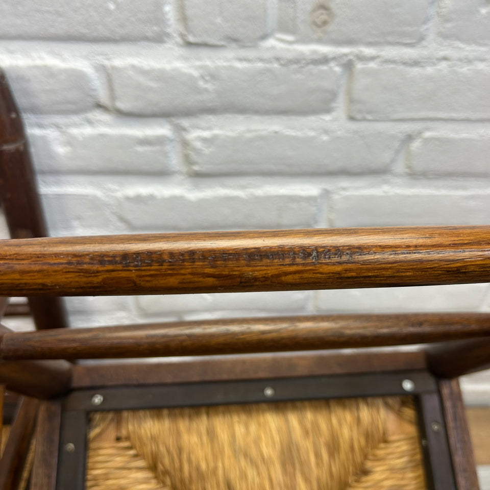 Mid-century modern wooden rattan stools